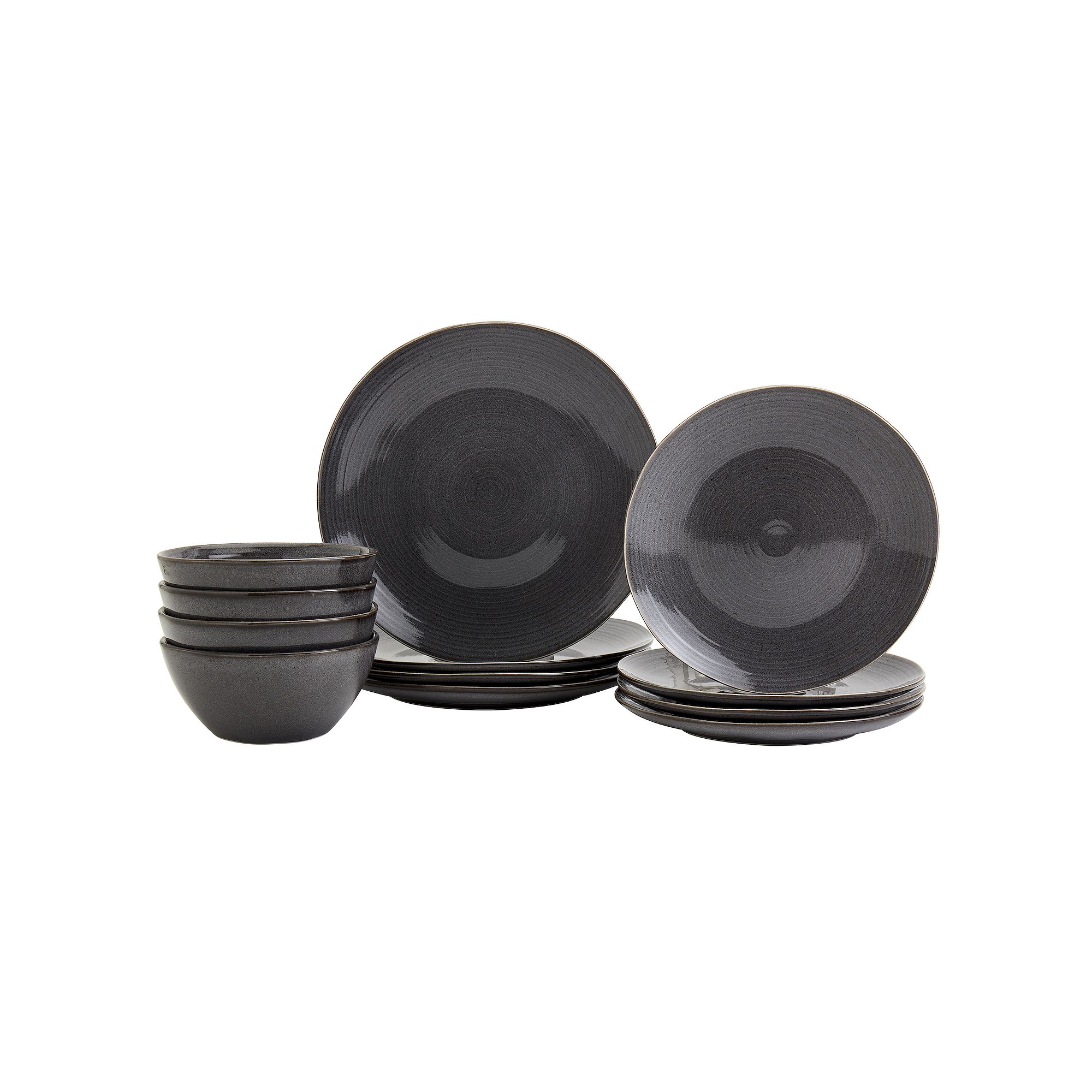 Mingle & Co. 12-piece Hand Spun Dinnerware Set, Grey