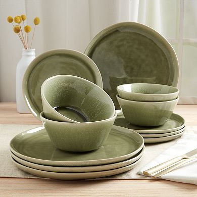 Mingle & Co. 12-piece Reactive Green Dinnerware Set