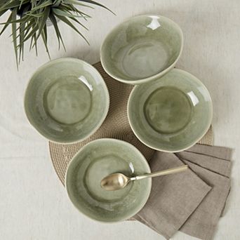 Mingle & Co. 4 pc Reactive Green Deep Plate Set