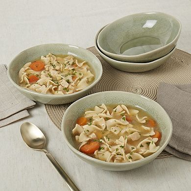 Mingle & Co. 4-Piece Reactive Green Deep Plate Set