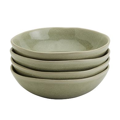Mingle & Co. 4-Piece Reactive Green Deep Plate Set
