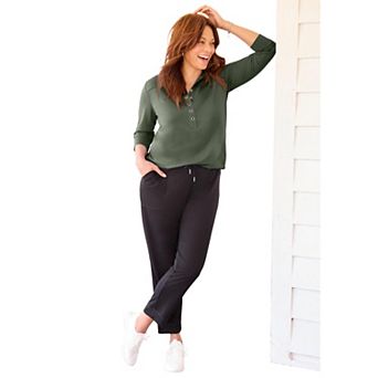 Catherines Women's Plus Size Cloud Knit French Terry Collared Tunic