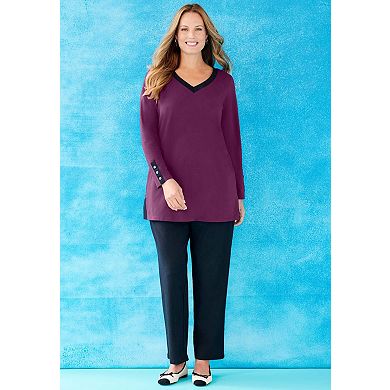 Catherines Women's Plus Size Suprema Studio Contrast Tunic