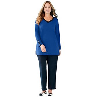 Catherines Women's Plus Size Suprema Studio Contrast Tunic
