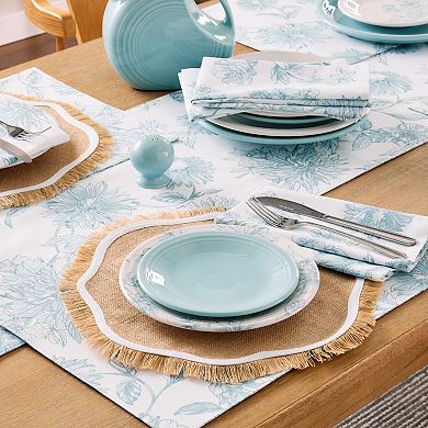 Fiesta Botanical Floral White & Blue Reversible Placemat 4-Pack
