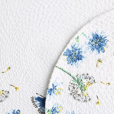 Fiesta Breezy Floral White, Blue & Pink Round Woven Placemat 4-Pack