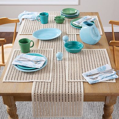 Fiesta Kai Macrame Woven Cotton Machine Washable Placemat 4-Pack