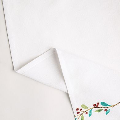 Fiesta Holly Sprig Holiday Border Machine Washable Cloth Napkin 4-Pack
