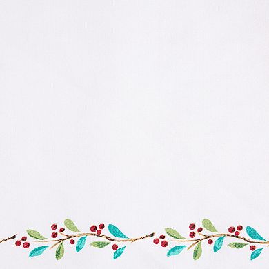 Fiesta Holly Sprig Holiday Border Machine Washable Cloth Napkin 4-Pack