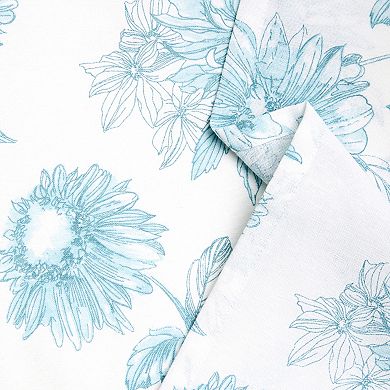 Fiesta Botanical Floral White & Blue Machine Washable Cloth Napkin 4-Pack