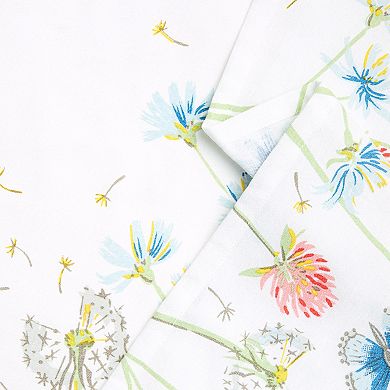 Fiesta Breezy Floral White, Blue & Pink Machine Washable Cloth Napkin 4-Pack