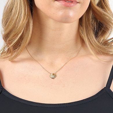 Gemminded 18k Gold Over Silver Lab-Created Diamond Accent Seashell Pendant Necklace