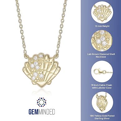 Gemminded 18k Gold Over Silver Lab-Created Diamond Accent Seashell Pendant Necklace