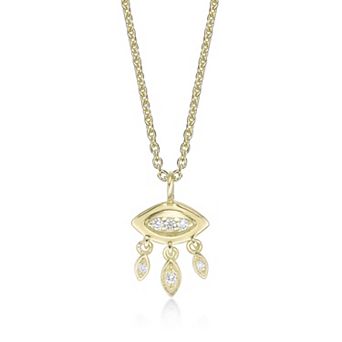 Gemminded 18k Gold Over Silver Lab-Created Diamond Accent Eye Pendant Necklace