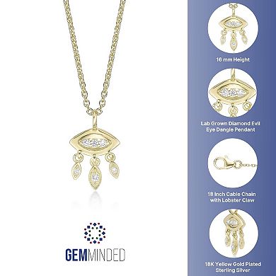 Gemminded 18k Gold Over Silver Lab-Created Diamond Accent Eye Pendant Necklace