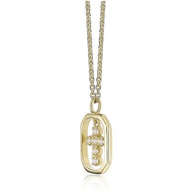 Gemminded 18k Gold Over Silver Lab-Created Diamond Accent Framed Cross Pendant Necklace