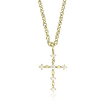 Gemminded 18k Gold Over Silver Lab-Created Diamond Accent Cross Pendant Necklace