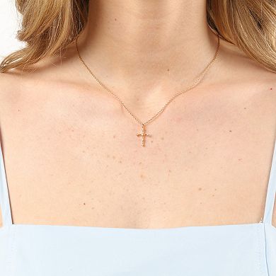 Gemminded 18k Gold Over Silver Lab-Created Diamond Accent Cross Pendant Necklace