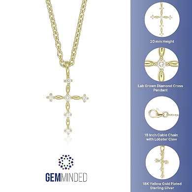 Gemminded 18k Gold Over Silver Lab-Created Diamond Accent Cross Pendant Necklace