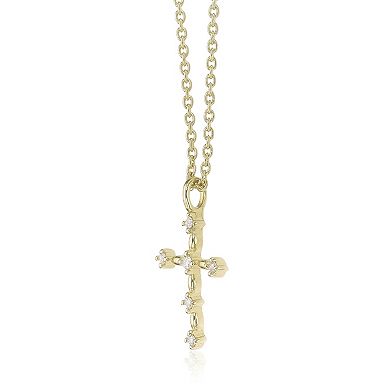 Gemminded 18k Gold Over Silver Lab-Created Diamond Accent Cross Pendant Necklace