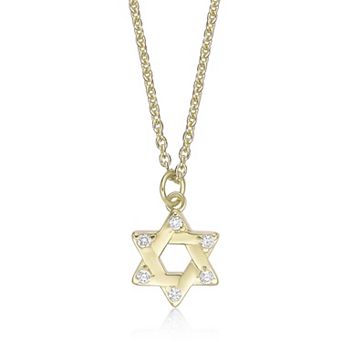 Gemminded 18k Gold Over Silver Lab-Created Diamond Accent Star Of David Pendant Necklace