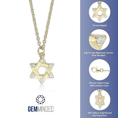 Gemminded 18k Gold Over Silver Lab-Created Diamond Accent Star Of David Pendant Necklace