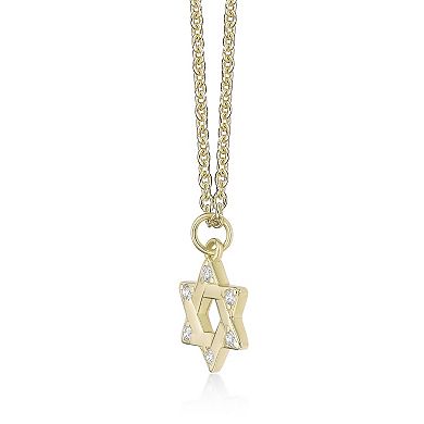 Gemminded 18k Gold Over Silver Lab-Created Diamond Accent Star Of David Pendant Necklace