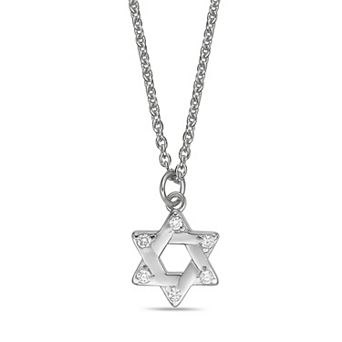 Gemminded 18k Gold Over Silver Lab-Created Diamond Accent Star Of David Pendant Necklace
