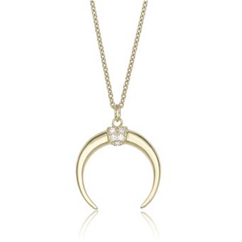 Gemminded 18k Gold Over Silver Lab-Created Diamond Accent Crescent Moon Pendant Necklace