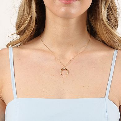 Gemminded 18k Gold Over Silver Lab-Created Diamond Accent Crescent Moon Pendant Necklace