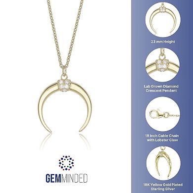 Gemminded 18k Gold Over Silver Lab-Created Diamond Accent Crescent Moon Pendant Necklace