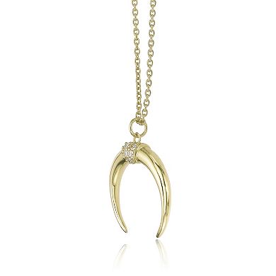 Gemminded 18k Gold Over Silver Lab-Created Diamond Accent Crescent Moon Pendant Necklace
