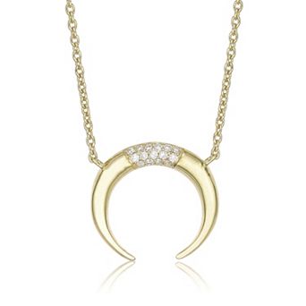 Gemminded 18k Gold Over Silver Lab-Created 1/10 Carat T.W. Diamond Crescent Moon Pendant Necklace