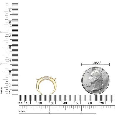 Gemminded 18k Gold Over Silver Lab-Created 1/10 Carat T.W. Diamond Crescent Moon Pendant Necklace