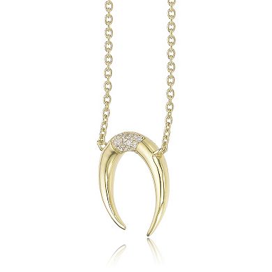 Gemminded 18k Gold Over Silver Lab-Created 1/10 Carat T.W. Diamond Crescent Moon Pendant Necklace