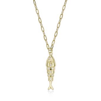 Gemminded 18k Gold Over Silver Lab-Created Diamond Accent Fish Pendant Necklace