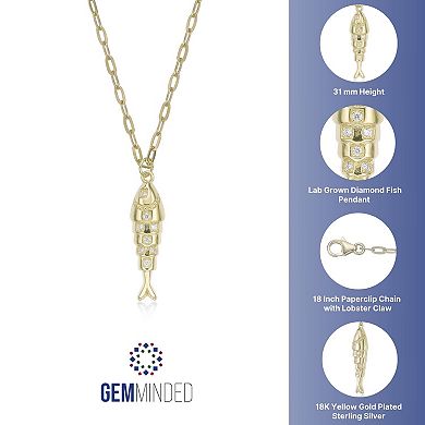 Gemminded 18k Gold Over Silver Lab-Created Diamond Accent Fish Pendant Necklace