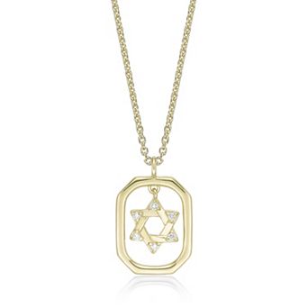 Gemminded 18k Gold Over Silver Lab-Created Diamond Accent Framed Star Of David Pendant Necklace