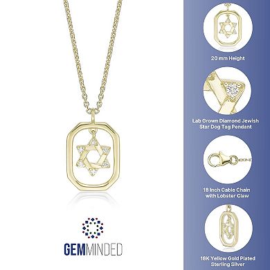 Gemminded 18k Gold Over Silver Lab-Created Diamond Accent Framed Star Of David Pendant Necklace
