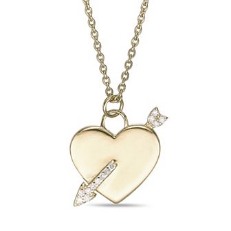 Gemminded 18k Gold Over Sterling Silver Lab-Grown Diamond Accent Pendant Arrow Through Heart Necklace