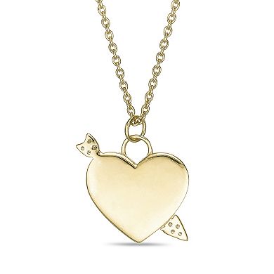 Gemminded 18K Gold Over Sterling Silver Lab-Grown Diamond Accent Heart Pendant Necklace
