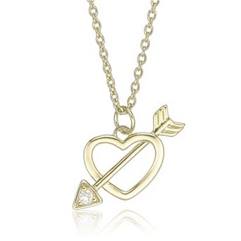 Gemminded 18k Gold Over Silver Lab-Created Diamond Accent Heart And Arrow Pendant Necklace