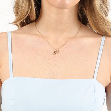 Gemminded 18k Gold Over Silver Lab-Created Diamond Accent Heart And Arrow Pendant Necklace