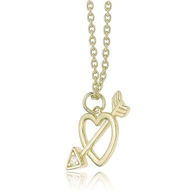 Gemminded 18k Gold Over Silver Lab-Created Diamond Accent Heart And Arrow Pendant Necklace