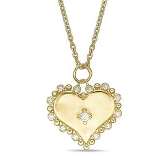 Gemminded Sterling Silver 1/10 Carat T.W. Lab-Grown Diamond Heart Pendant Necklace