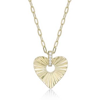 Gemminded 18k Gold Over Silver Lab-Created Diamond Accent Starburst Heart Pendant Necklace