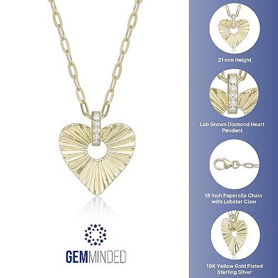 Gemminded 18k Gold Over Silver Lab-Created Diamond Accent Starburst Heart Pendant Necklace