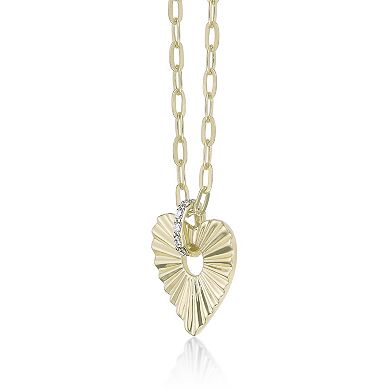 Gemminded 18k Gold Over Silver Lab-Created Diamond Accent Starburst Heart Pendant Necklace