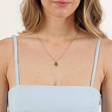 Gemminded 18k Gold Over Silver Lab-Created Diamond Accent Hamsa Pendant Necklace