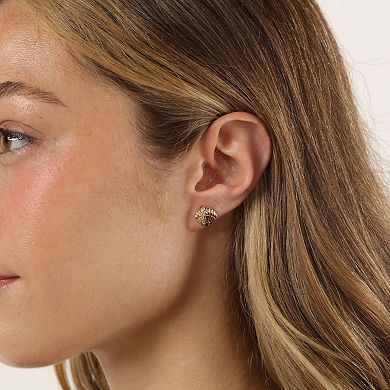 Gemminded 18k Gold Over Silver Lab-Grown Diamond Accent Shell Stud Earrings